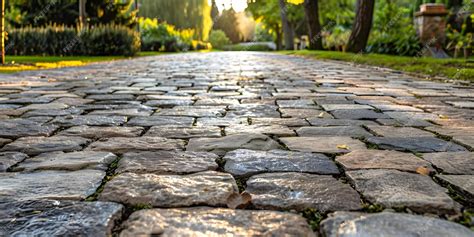 Premium Photo | Driveway design with natural stone pavers in rustic ...