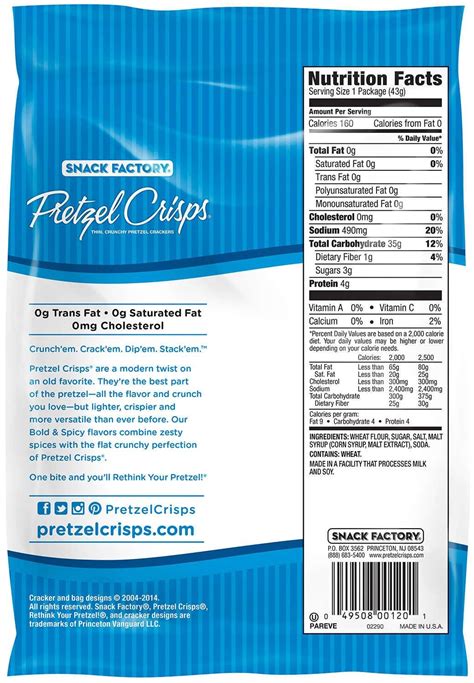 Pretzel Crisps Nutrition Facts | Besto Blog