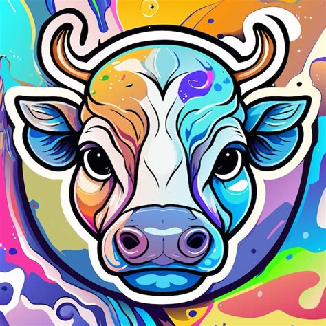 Retrato De Una Vaca En Estilo Pop Art Con Colores Voladores Expresi N