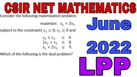 CSIR NET JUNE 2022 SOLUTION LPP SOLUTION CSIR NET MATHEMATICS