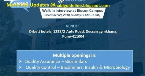 NABL GUIDELINES Biocon Limited Walk In Interviews For Multiple