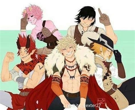 Bakusquad Mina Ashido Sero Hanta Denki Kaminari Eijirou Kirishima Katsuki Bakugou Mha Bnha