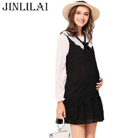 Jinlilai Brand White Collar Maternity Dress Autumn And Winter Fashion