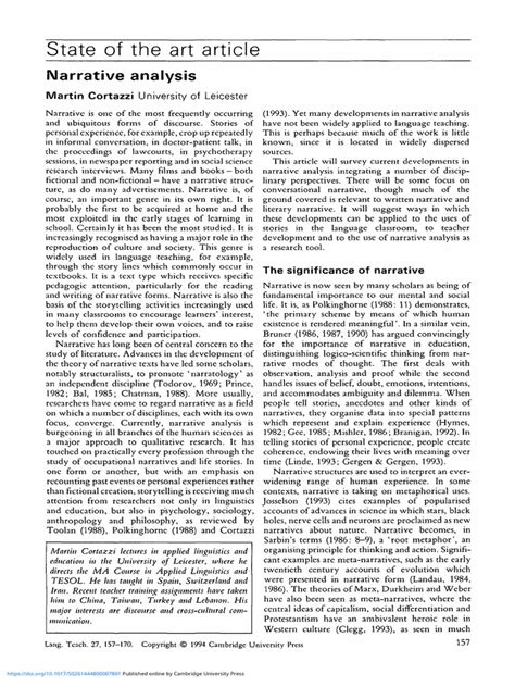Narrative Analysis | PDF | Narrative | Experience 