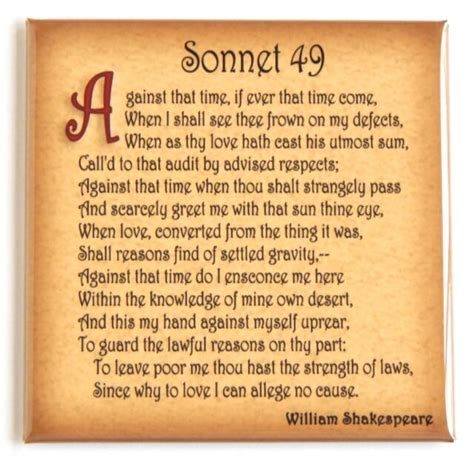 Sonnet 49 Fridge Magnet 3 X 3 Inches William Shakespeare Ebay