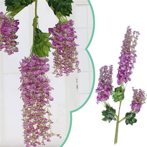 Ljxge Artificial Flowers For Decoration 12 Pieces Wisteria Artificial