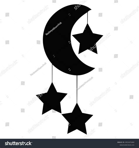 Black Silhouette Moon Stars Vector Isolated Stock Vector (Royalty Free ...