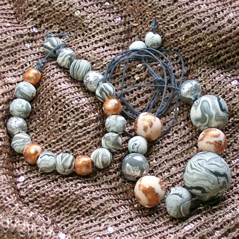 Marbled Polymer Clay Necklace And Beads Made By Licia Poli Flickr