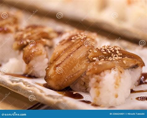 Closeup Of Anago Or Conger Eel Sushi Stock Image Image Of Sweet