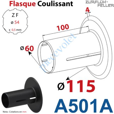 Zurflüh Feller A501A Flasque Coulissant ø 115 mm pour Tube Zf 54