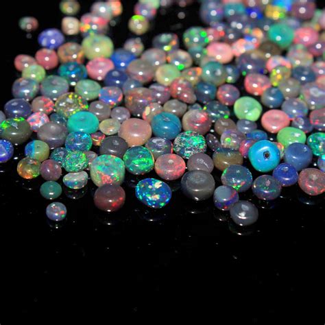 3 5mm Natural Black Ethiopian Fire Opal Roundell Cabs Loose Beads