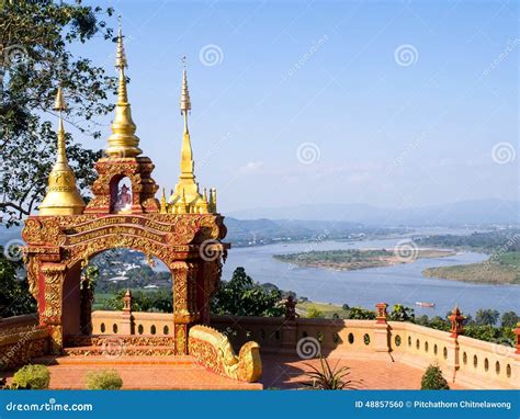 Golden Triangle Viewpoint From Thailand Stock Photo Image Of Myanmar