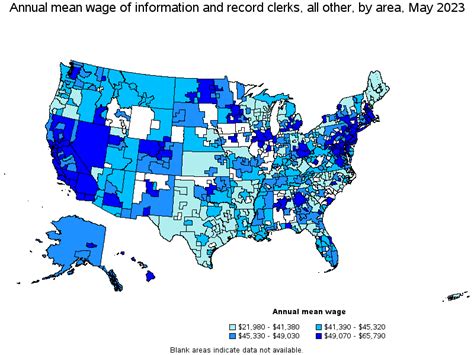 Map Of Annual Mean Wages Of Information And Record Clerks All Other By