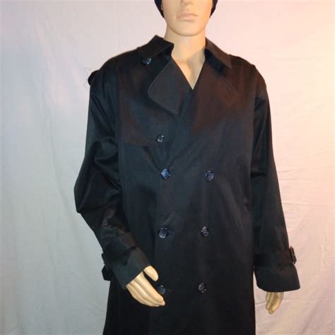 London Fog Men S Iconic Black Trench Coat 42l Gem