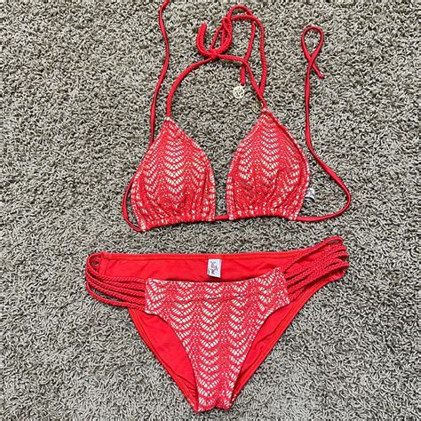 Luli Fama Bikini M Full Bottom Xl Halter Top Gem