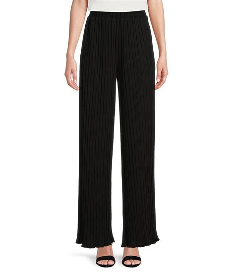 Donna Karan Plisse Pleated Pull On Side Pocket Wide Leg Pants Dillards