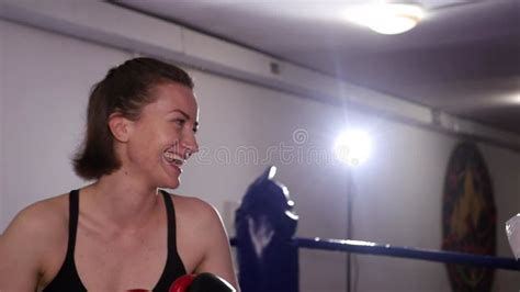 Two Female Boxers Sparring In The Ring Stock Footage Video Of Girls