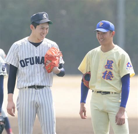 2019年、u－18高校日本代表1次候補「国際大会対策研修合宿」で談笑する大船渡・佐々木（左）と星稜・奥川 ― スポニチ Sponichi