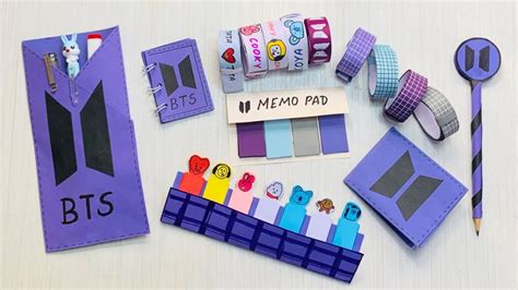 How To Make Bts Stationery Set At Home Bts Diy Bts Stationery