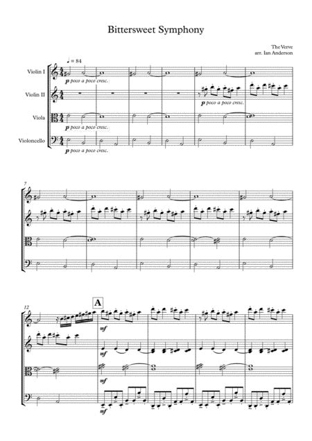 Bittersweet Symphony Sheet Music Tim Baxter String Quartet