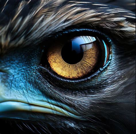 Potrait Closeup Of Eyes Of Bird On Black Background Stock Illustration