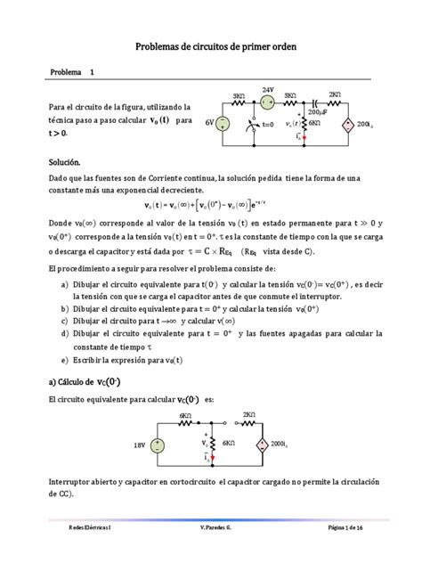 Problemas De Circuitos De Primer Orden P Pdf Pdf Condensador Inductor