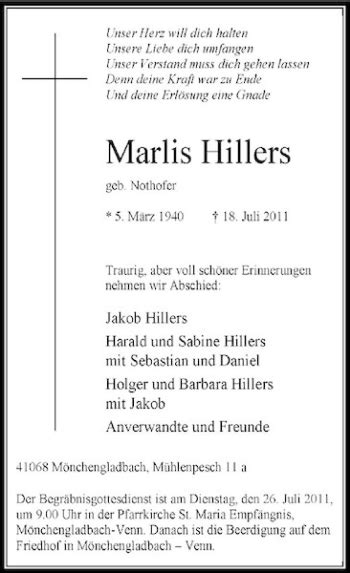 Alle Traueranzeigen F R Marlis Hillers Trauer Rp Online De