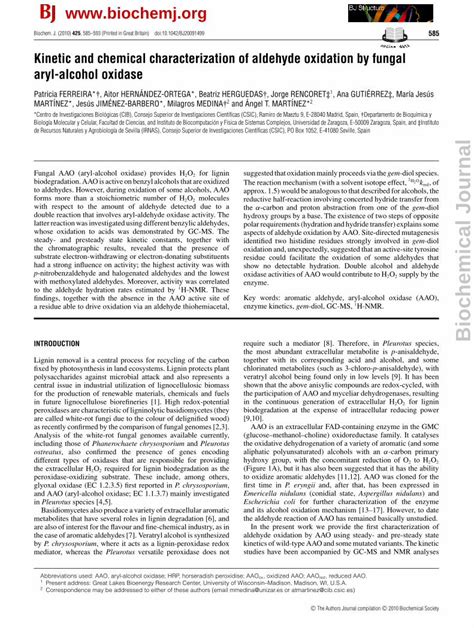 Pdf Kinetic And Chemical Characterization Of Aldehyde Oxidation By