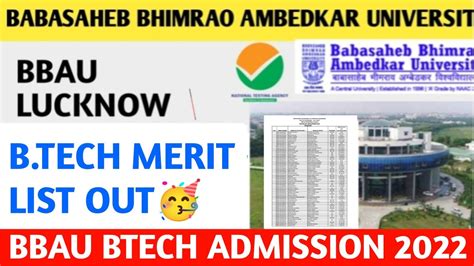 Bbau Btech Merit List 2022bbau Btech Admission 2022 Cut Off 2022