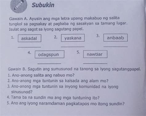 Gawain A Ayusin Ang Mga Letra Upang Makabuo Ng Salita Tungkol Sa