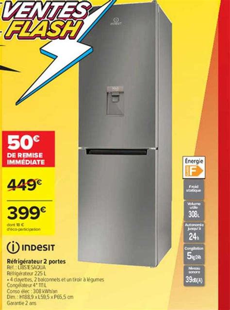 Promo Réfrigérateur 2 Portes Indesit chez Carrefour iCatalogue fr