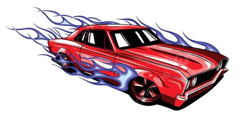 Automóviles Clásicos En Un Garaje Retro Hot Rod Vector PNG dibujos Recopilación Americano