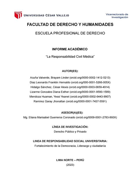 Trabajo Final R Civil Informes Facultad De Derecho Y Humanidades Escuela Profesional De