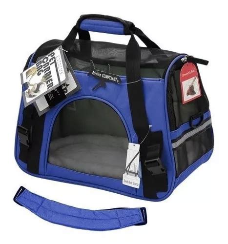 Transportadora De Mano Maleta Bolsa Tela Perro Gato Mediano Color Azul