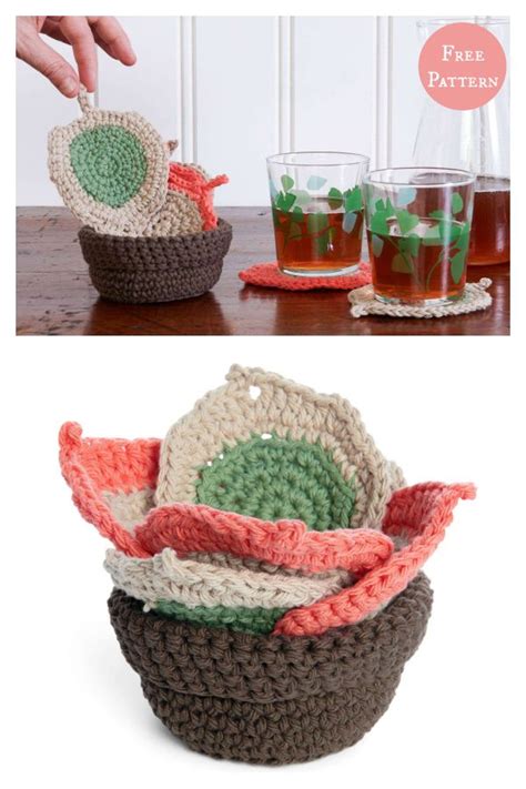 7 Surprise Plant Pot Coaster Set Crochet Patterns Crochet Coasters