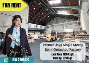 Permas Jaya Single Storey Semi Detached Factory For Rental RM15 000 By