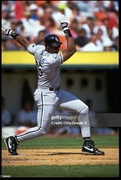 Chicago White Sox Batter Frank Thomas Swings At A Pitch During The