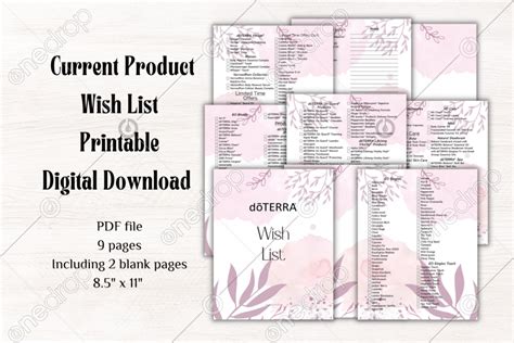 Product Wish List Printable By Emily Klein