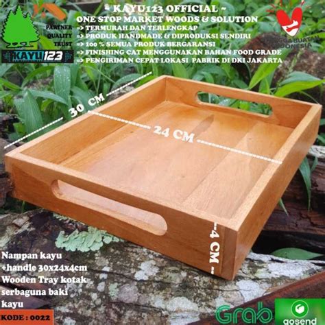 Promo Nampan Kayu Handle 30x24x4cm Wooden Tray Kotak Serbaguna Baki