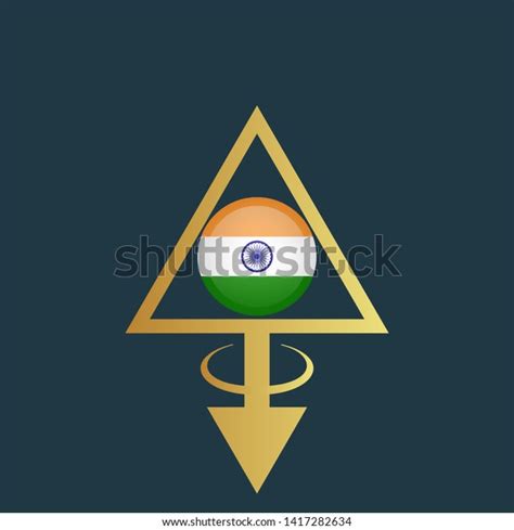 Gold Map Pin India Circle Flag Stock Vector Royalty Free 1417282634