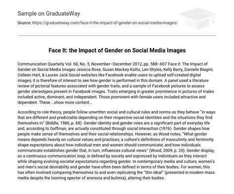 Face It The Impact Of Gender On Social Media Images Essay Example