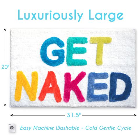 Get Naked Bath Mat Funny Cute Bathroom Rugs Rainbow White Etsy