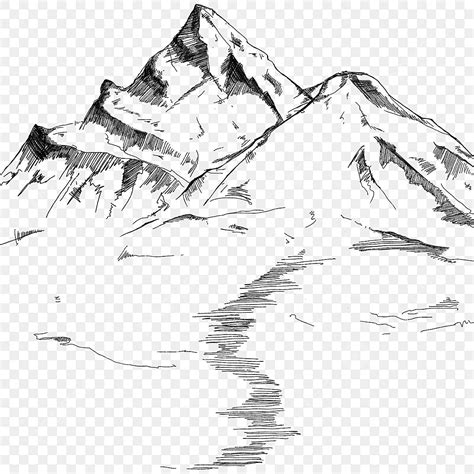 Natural Landscape Hd Transparent, Nature Sketch Mountain Landscape ...