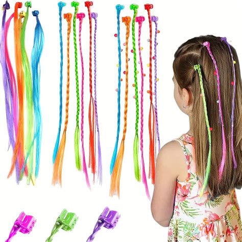 Mechas De Cabelo Coloridas Infantil - Kit 18 Mechas De Cabelo Coloridas Infantil Aplique Colorido Criança ...