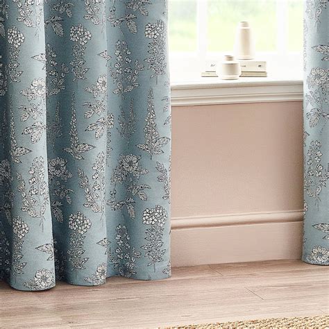 Wylder Nature Blue Sophia Floral Jacquard Ready Made Eyelet Curtains