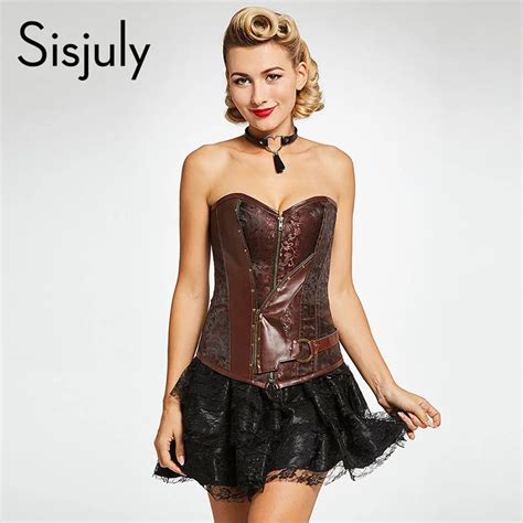 Sisjuly Vintage Corsets Women Zipper Corsets Sheath Ties Sexy