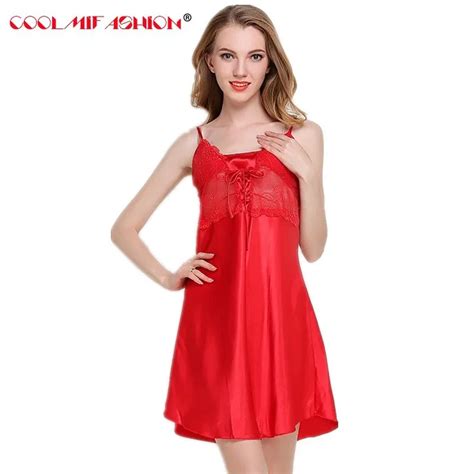 Coolmifashion Sexy Hot Lace Women S Lace Short Mini Nightdress Pajams Soft Satin Sweater