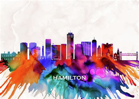 Hamilton Skyline Mixed Media By NextWay Art Fine Art America