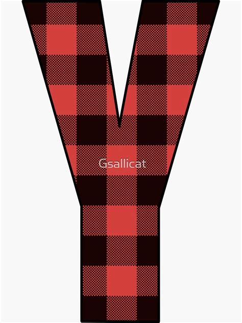 Letter Y Monogram Red And Black Buffalo Plaid Check Sticker For Sale