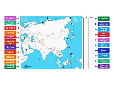 Mapa Fizyczna Azji P Wyspy Wyspy Labelled Diagram
